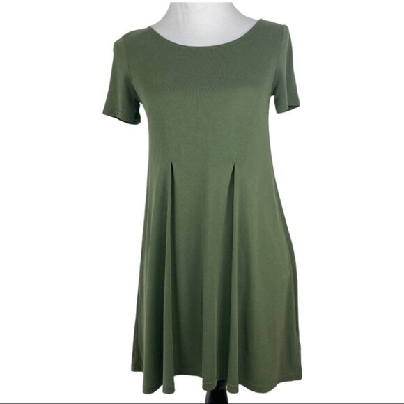 Silence + Noise Green Modal Short Sleeve Scoop Neck Business Career Dress XS/C32 - Picture 1 of 9